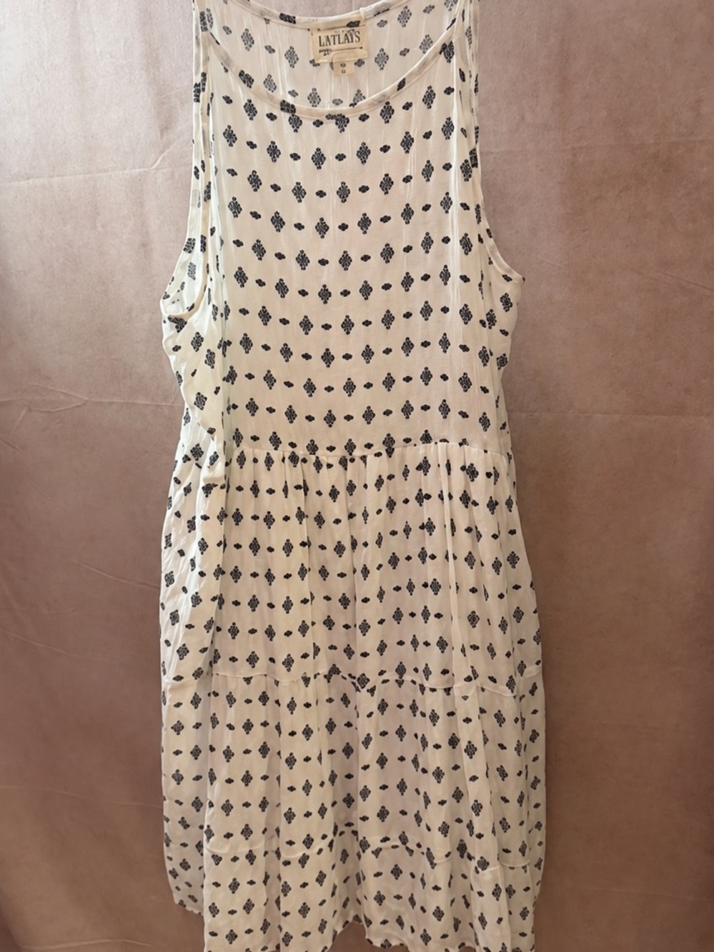 La Hearts Cream Maxi Dress with Black Diamond Motif